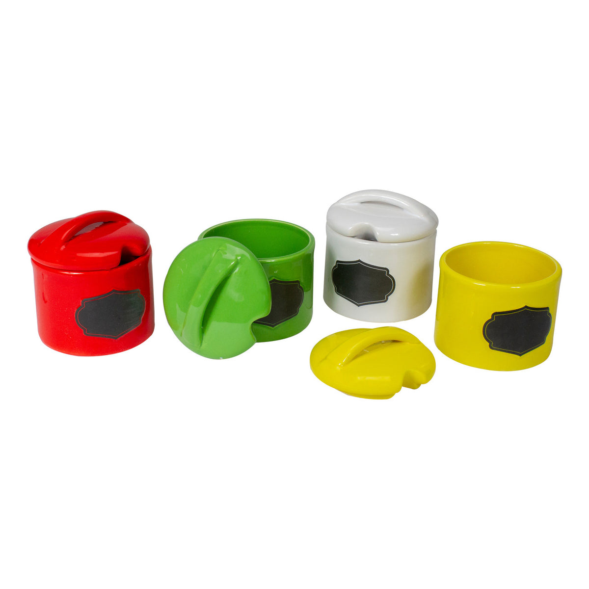 4 Piece Ceramic Containers with Chalkboard Labels
