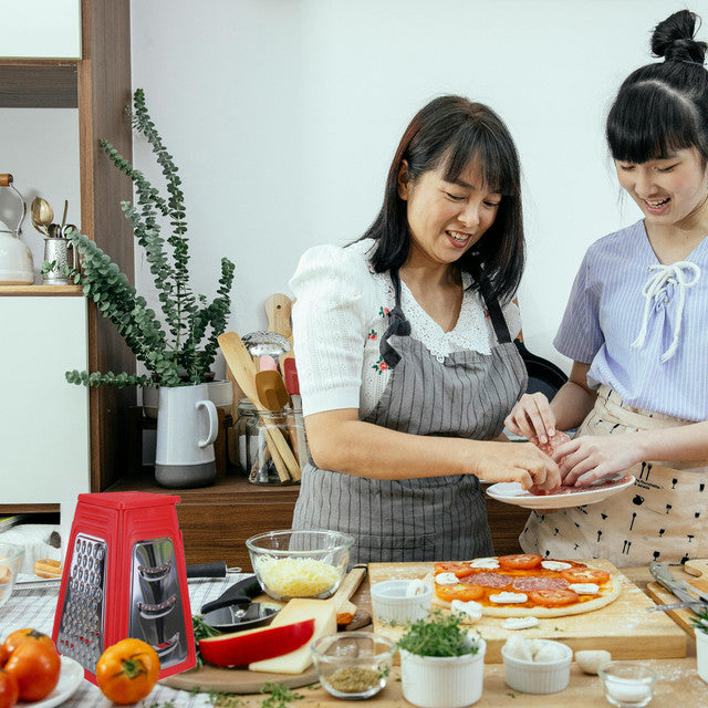 Collapsible Box Grater 8.25" Red Kitchen Tool