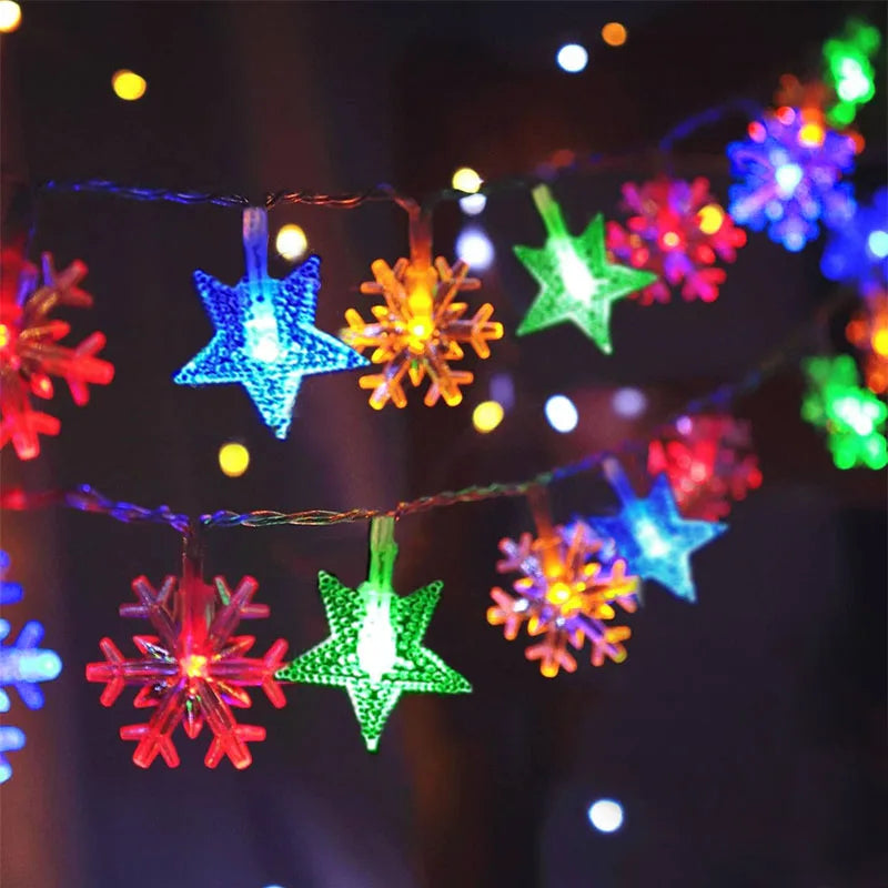 10M Christmas Snowflake Star Light Moon Star String Lights (Colorful)