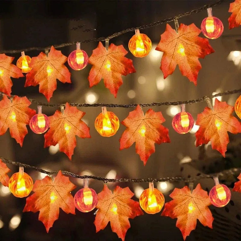 LED Maple Leaf Garland for Fall Halloween Decoration