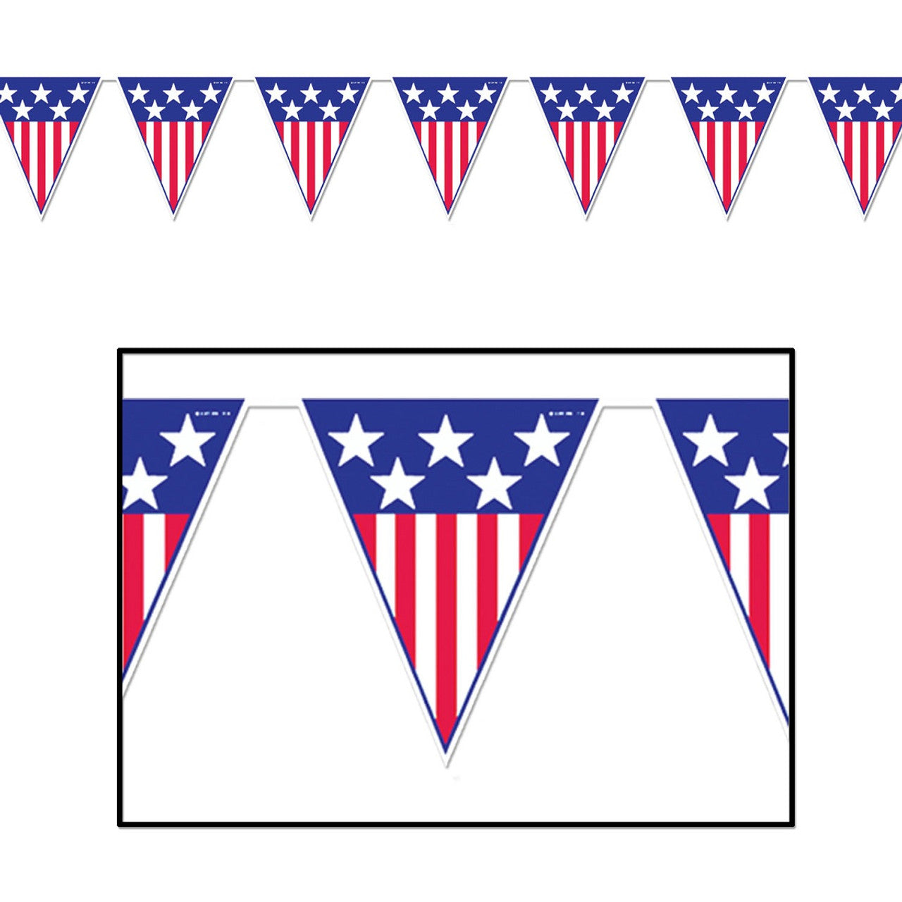 Pack of 12 White Blue Patriotic Pennant Banner 12'