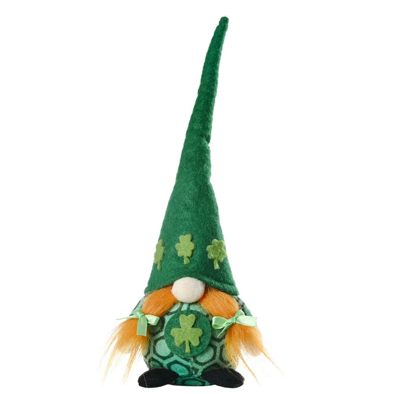 Green Plush Gnome Room Desktop Ornament for St. Patrick's Day Decoration