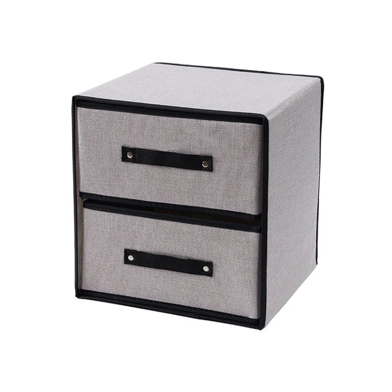 Washable Cotton Linen Storage Box, Fabric Drawer Organizer Basket (Gray)