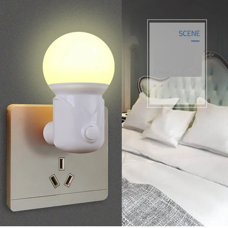 Portable USB Rechargeable LED Night Light with Soft Glow (EU Plug, White)