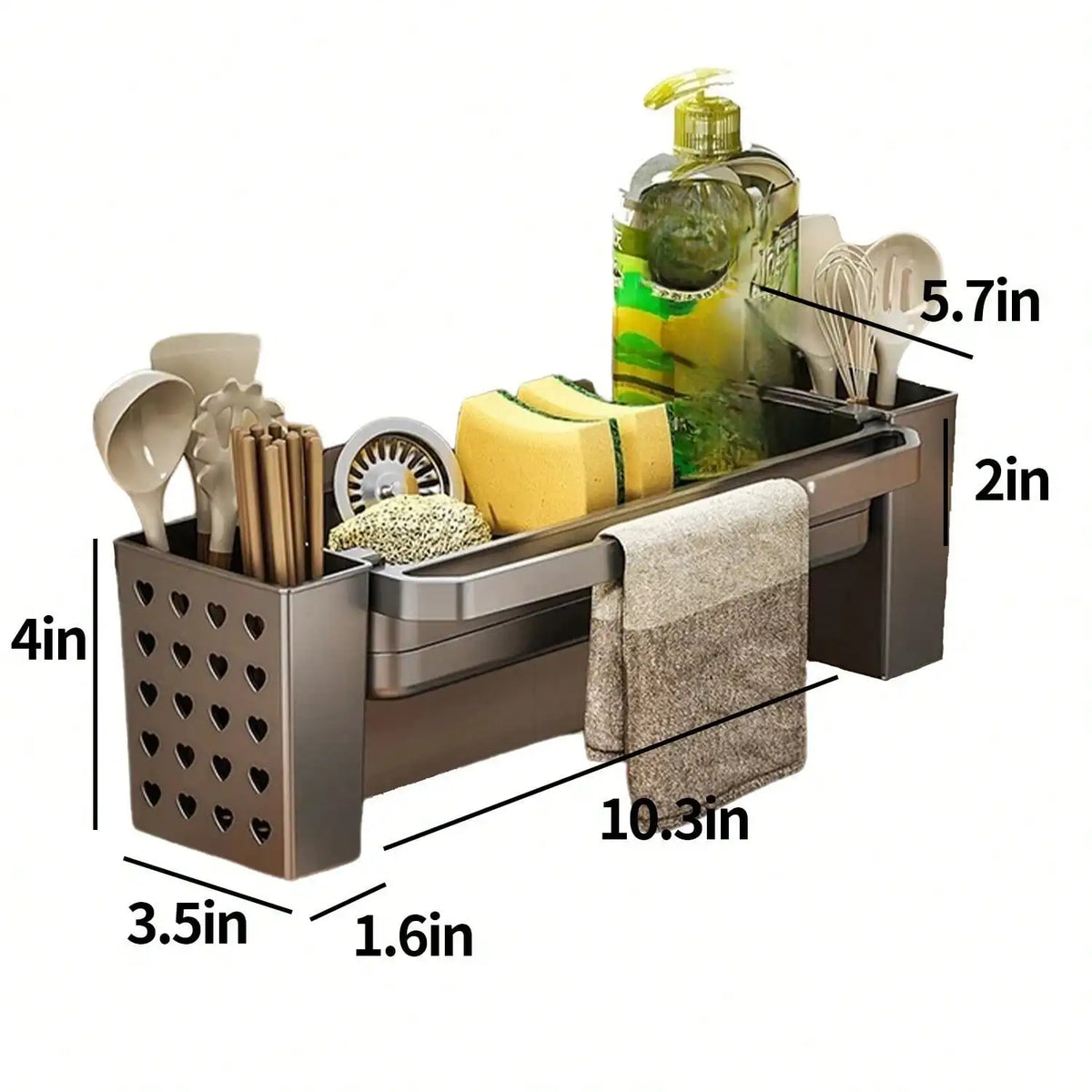 Adhesive Kitchen Sink Organizer Caddy Wall Mount Dish Sponge Holder for Kitchen Sink