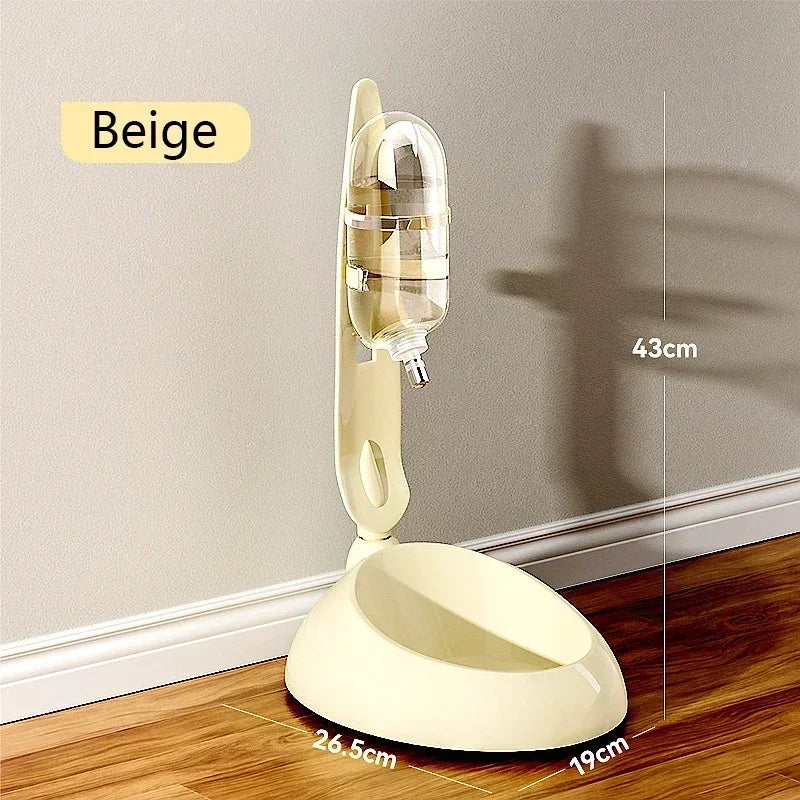 Automatic Pet Water Dispenser with Liftable Dog Bowl Feeder (Beige)