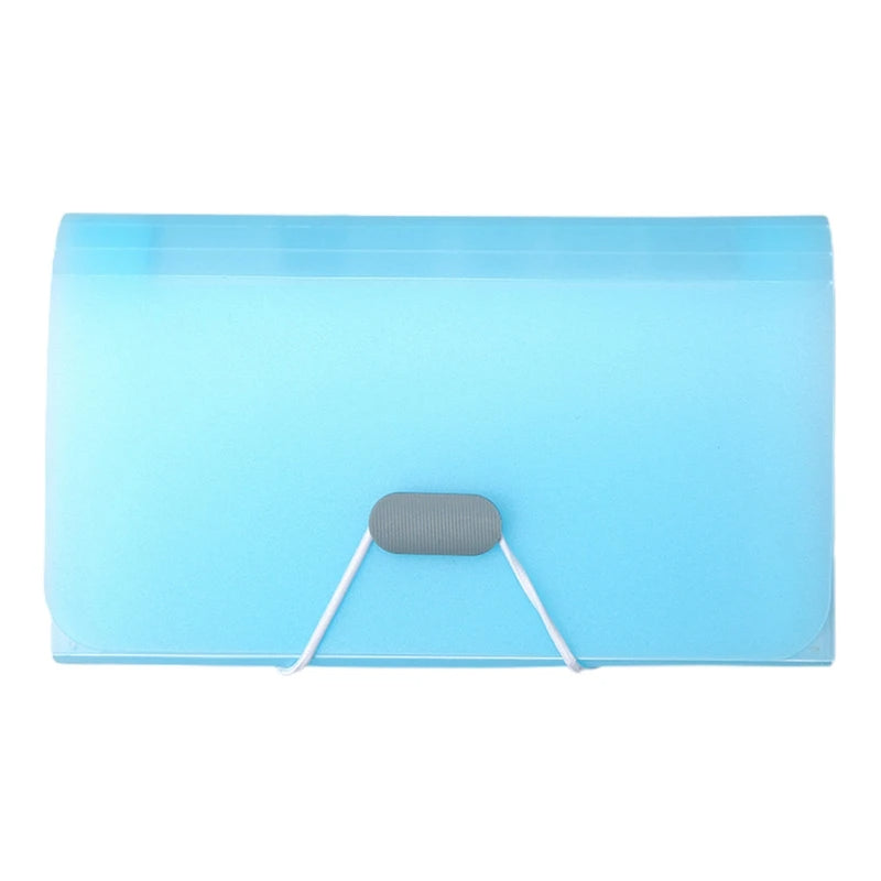 A6 Expanding File Folder with Buckle and Pockets (Blue)