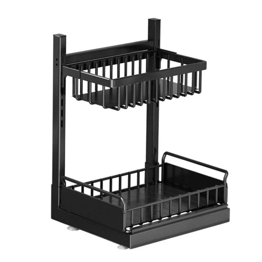 Under Sink Organizer with Sliding Drawers 2-Tier Height Adjustable Kitchen Cabinet Storage