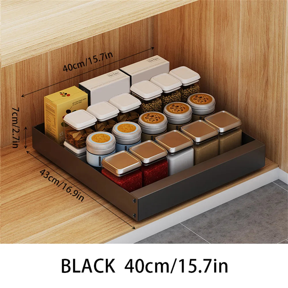 Pull-Out Cabinet Organizer for Spices Bowls (Black)