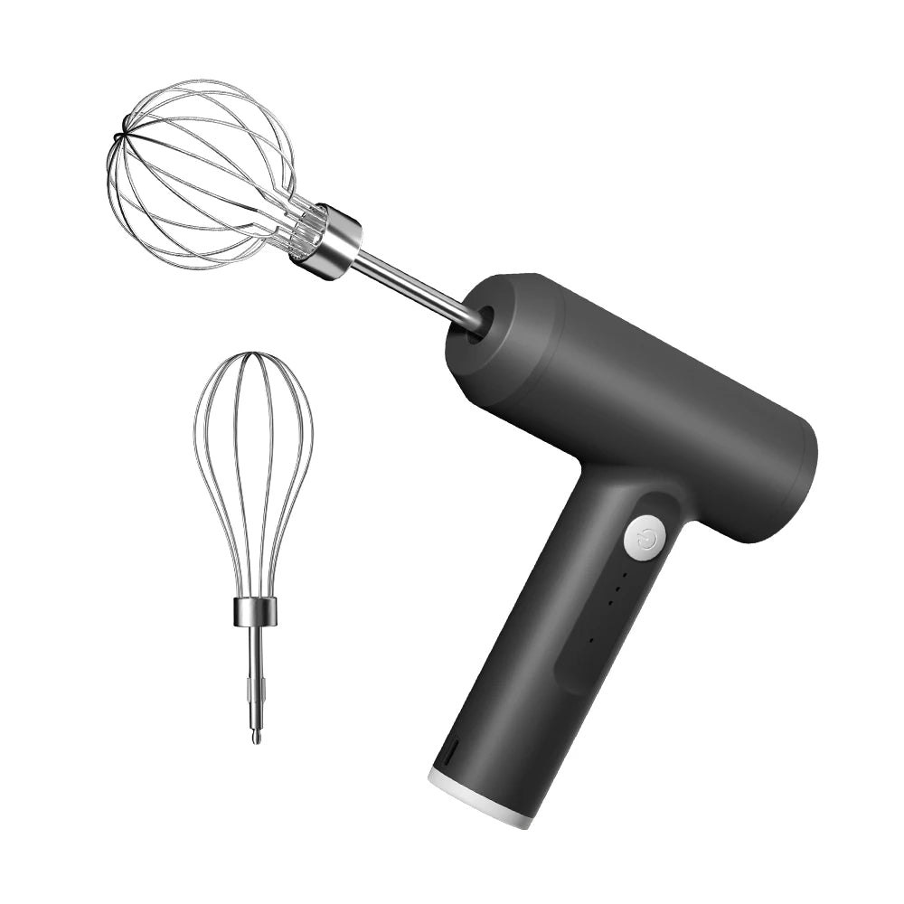 Cordless Electric Mini Egg Beater 3-Speed Baking Mixer (Black)