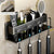 Toothbrush Holder Wall Mounted with Toothpaste Dispenser (Black)