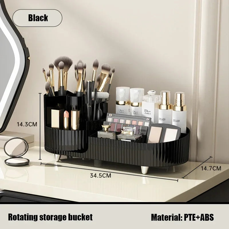 Makeup Organizer with Compartments Divided Storage Box (Black)