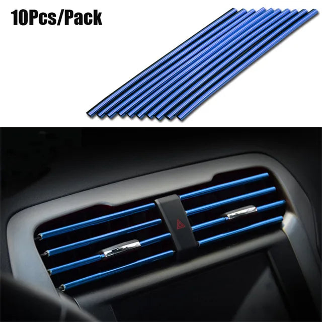 Colorful Car Air Conditioner Vent Outlet Decoration Strips 10 Pieces (Blue)