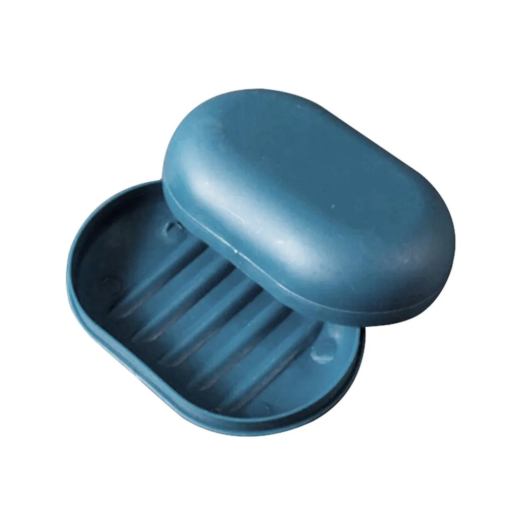 Plastic Bathroom Shower Soap Box with Lids (Blue)