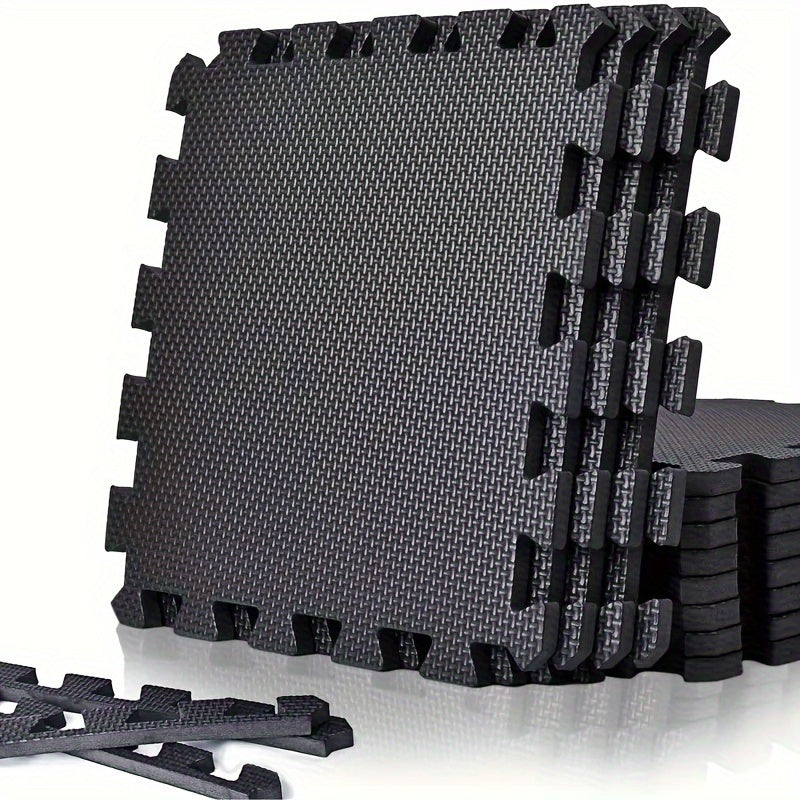 EVA Yoga Mats 12 Pack for Your Home Studio (Black)