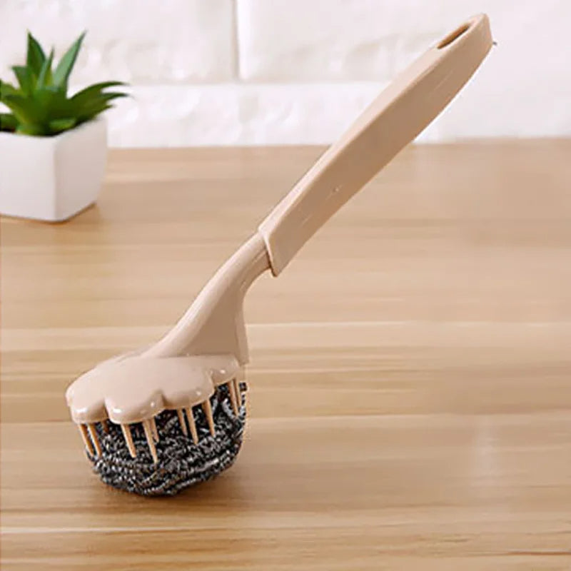 3-Pack Plum Blossom Stainless Steel Scrub Brushes (Chocolate Brown)