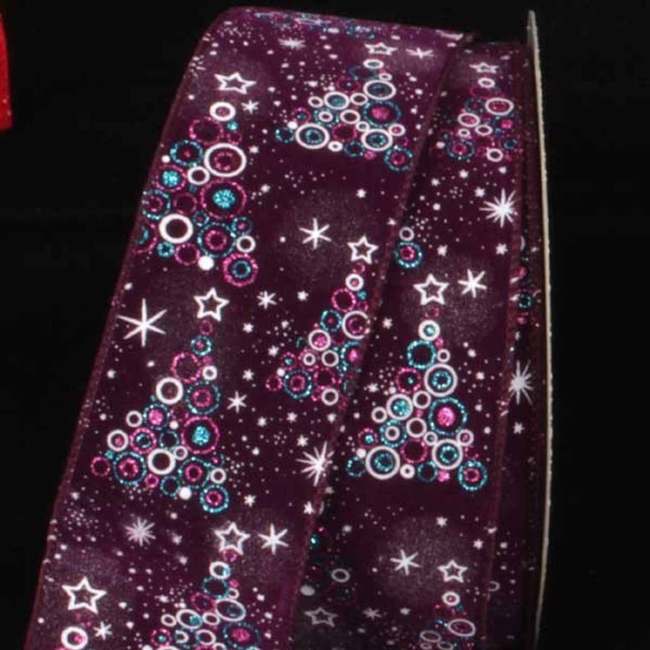 Purple Bubble Trees Wired Craft Ribbon 2.5" x 20 Yards