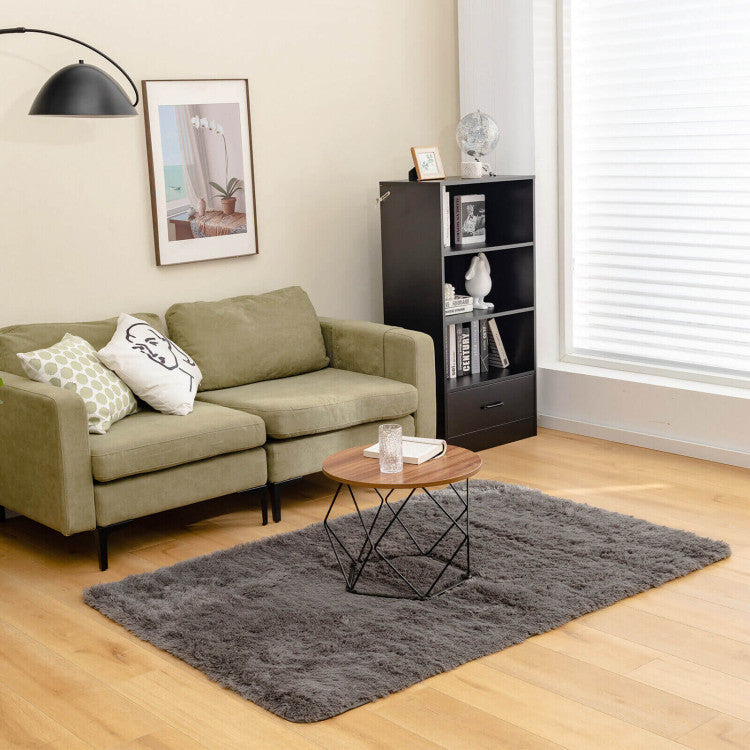 Modern Fluffy Shag Rug 4x6 with Non-Slip Grip (Gray)
