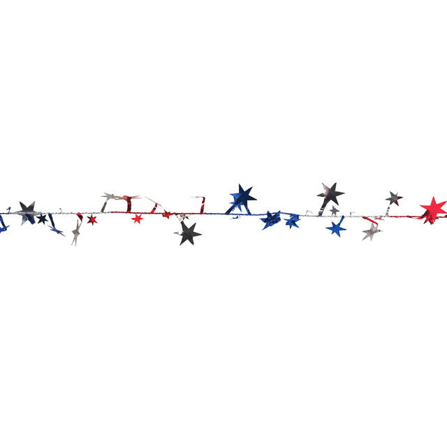 Red and Blue Gleam Flex Star Patriotic Garland, Pack of 12