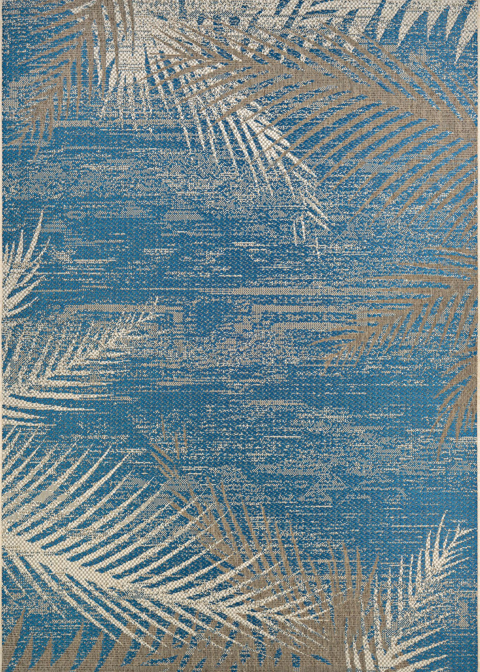 Coastal Blue & Beige Patio Throw Rug