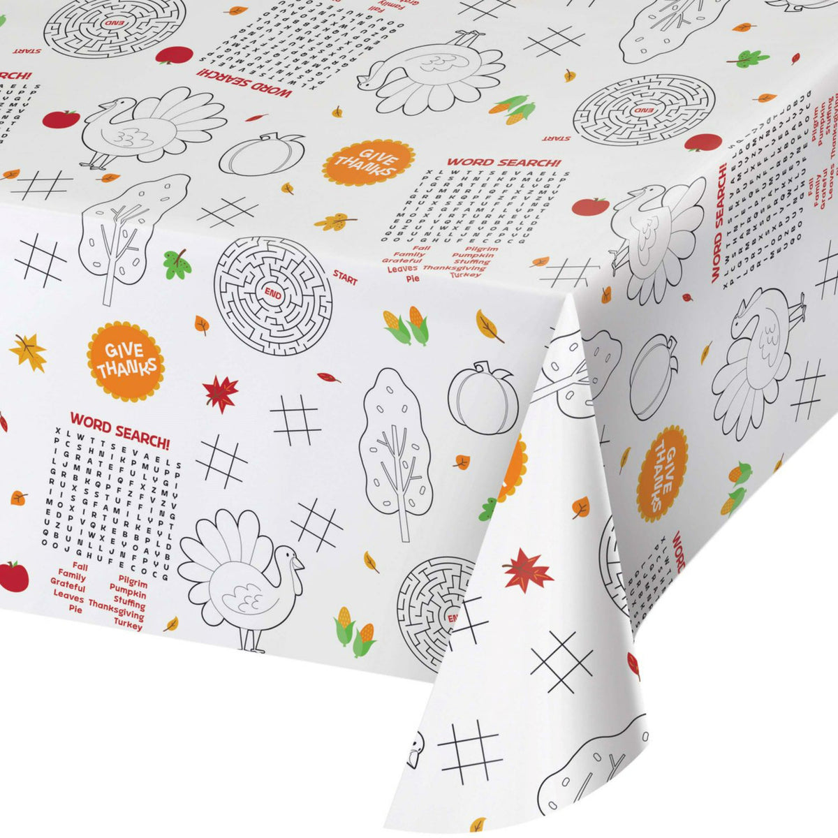 Set of 12 Fall Harvest Activities Disposable Tablecloths (84&quot; x 54&quot;)