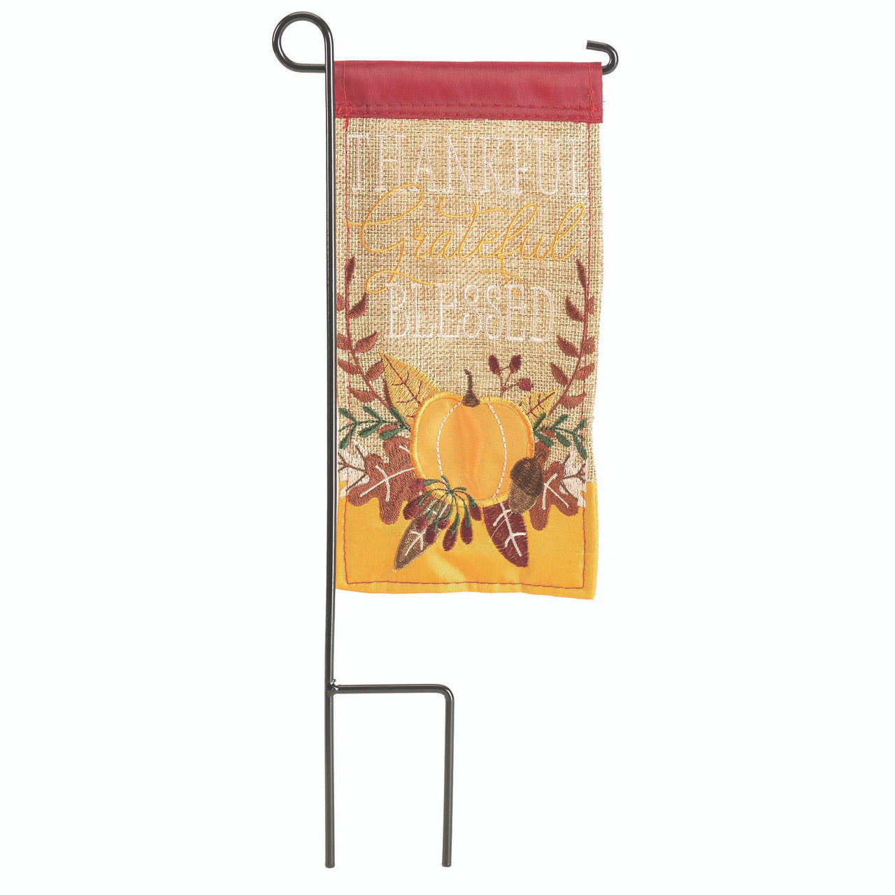 Set of 2 Brown and Yellow Thanksgiving Outdoor Mini Flag with Pole 8.5" x 4"