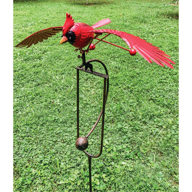 Realistic Cardinal Rocker Stake 48&quot; Red and Black Outdoor Garden Decorations