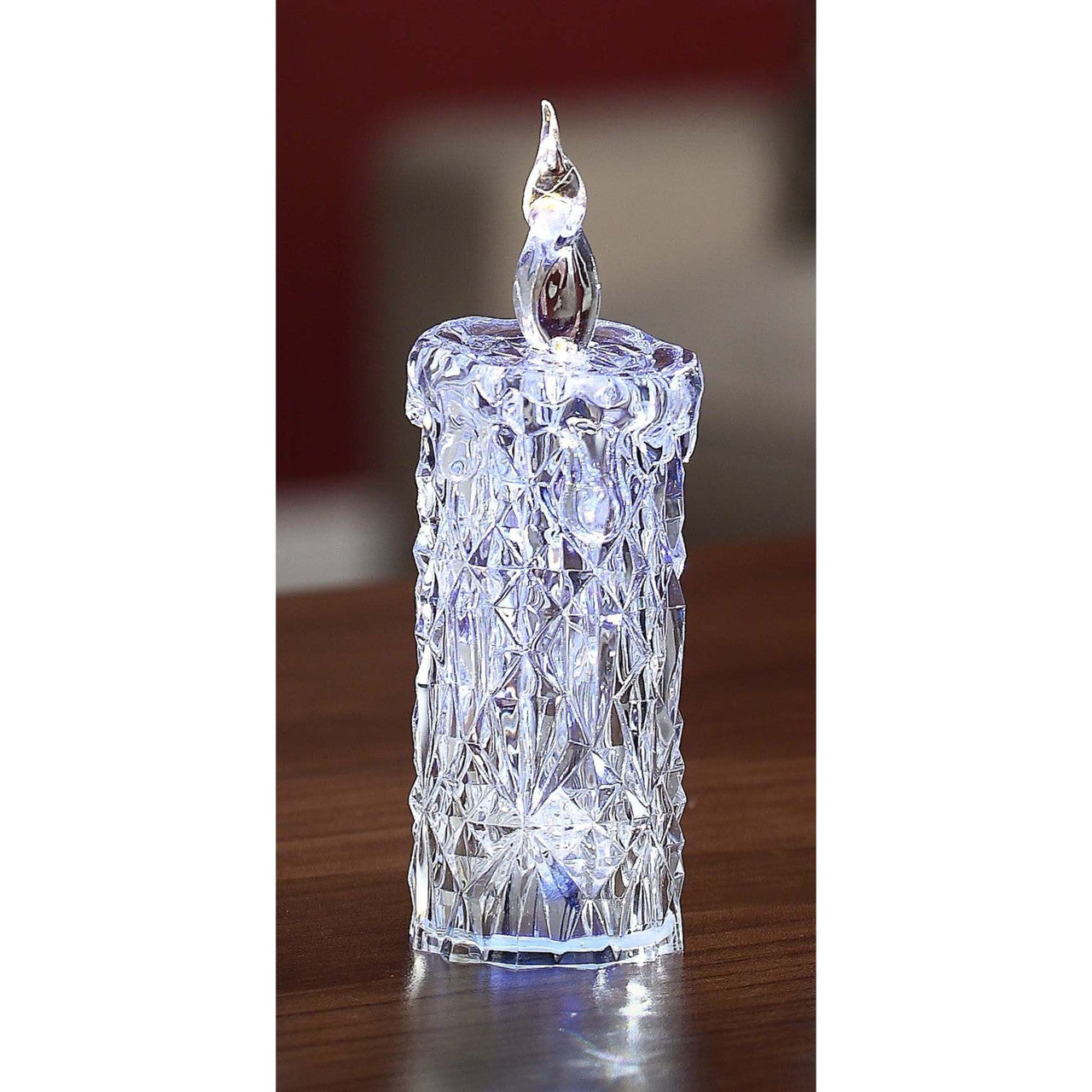 Clear Diamond Cut LED Candles 5" Set of 3