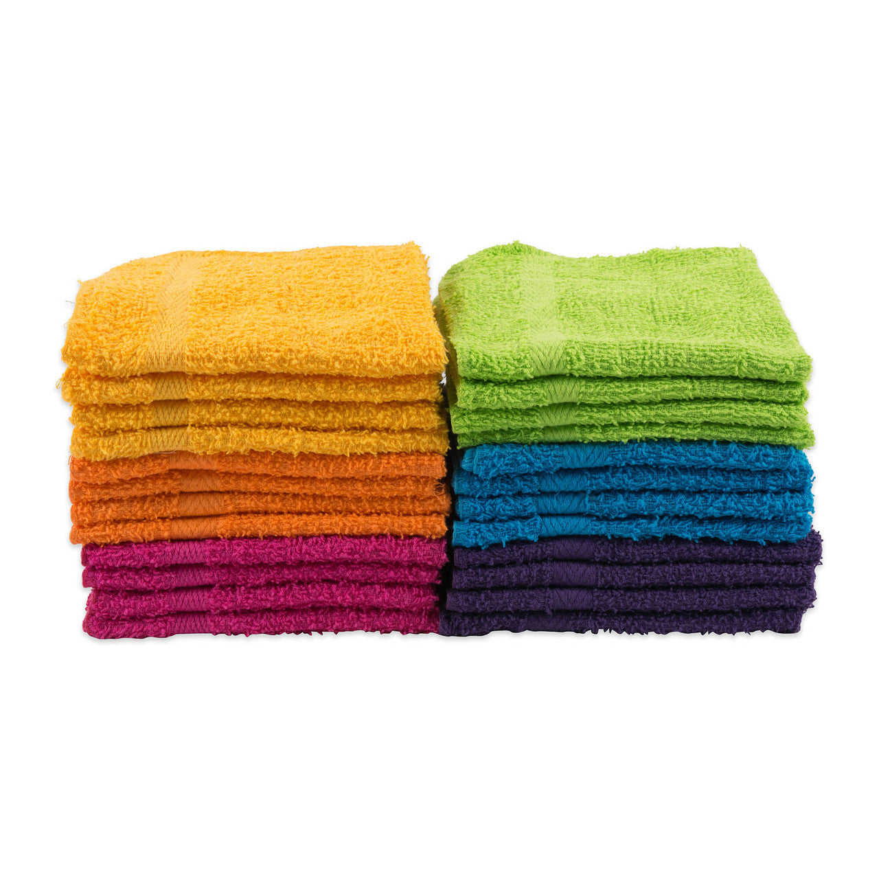 Set of 24 Assorted Bright Colored Premium Washcloths, 12"