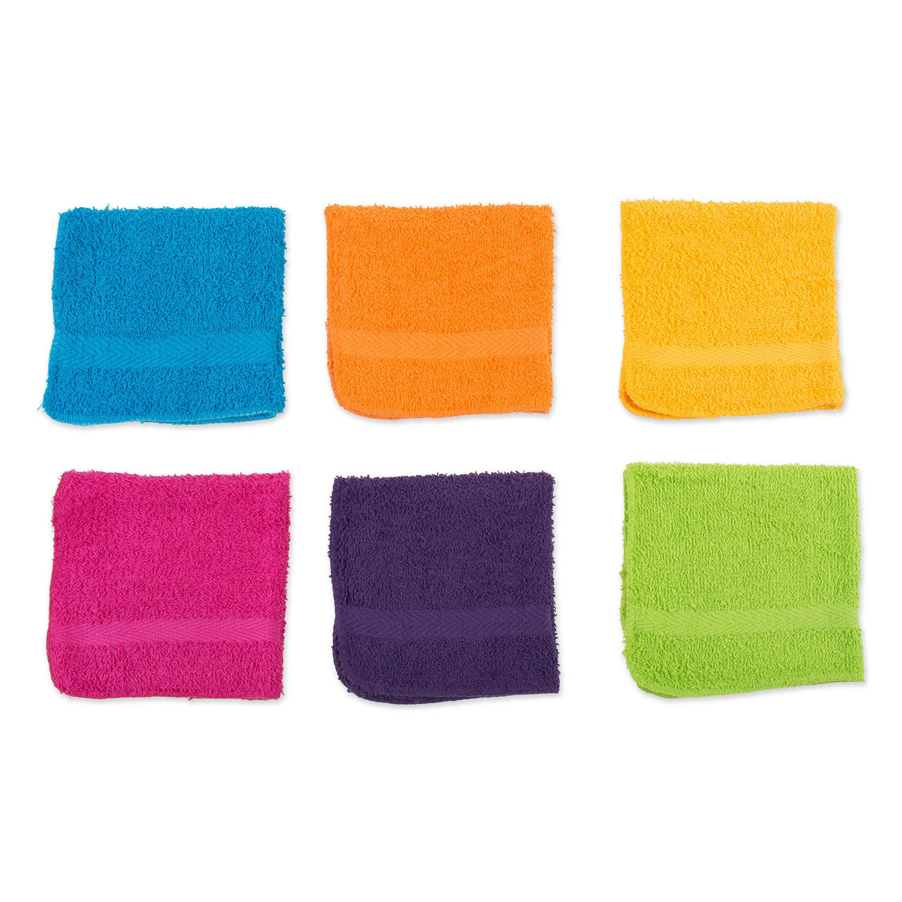 Set of 24 Assorted Bright Colored Premium Washcloths, 12"