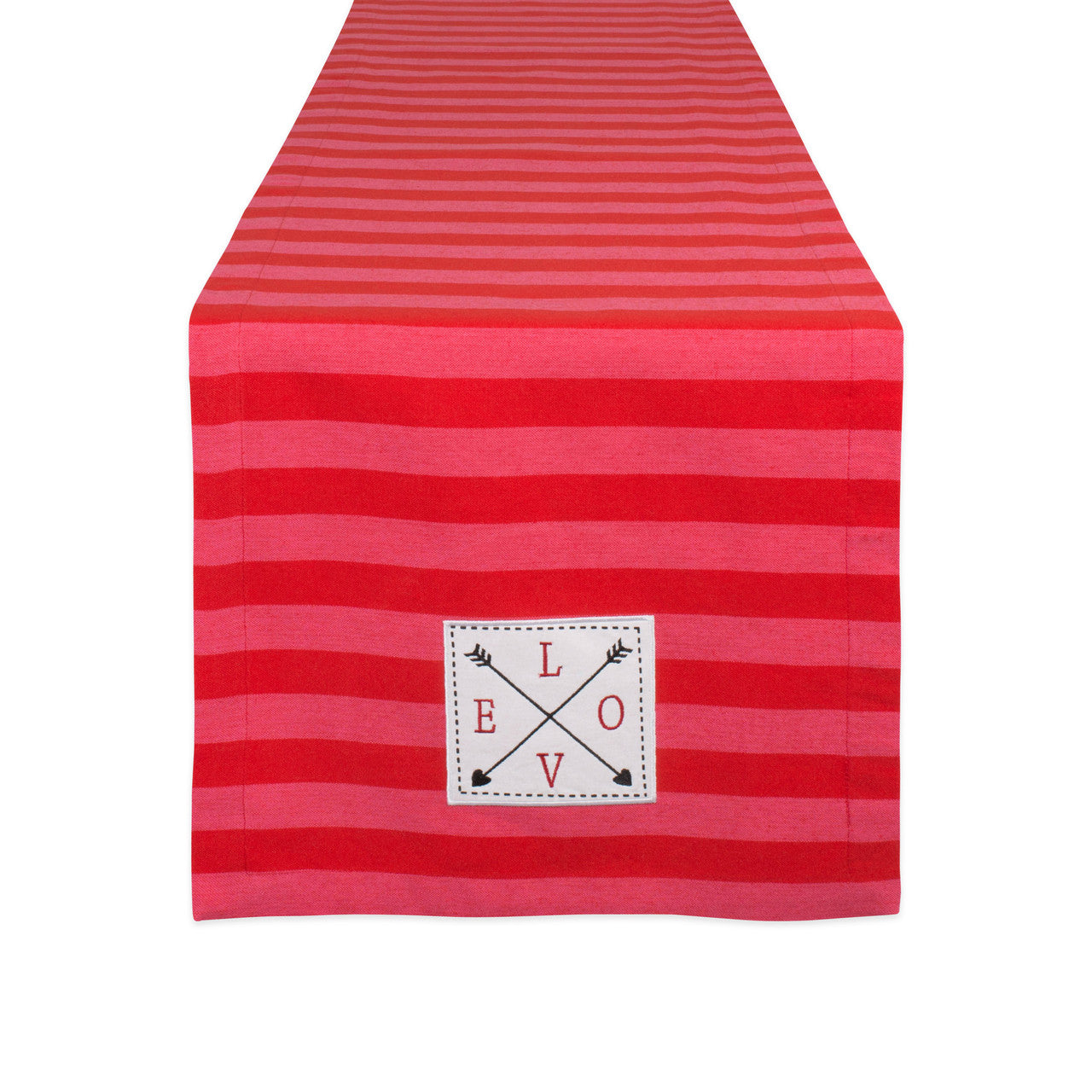 Love and Arrows Red Striped Valentine's Day Table Runner 72"