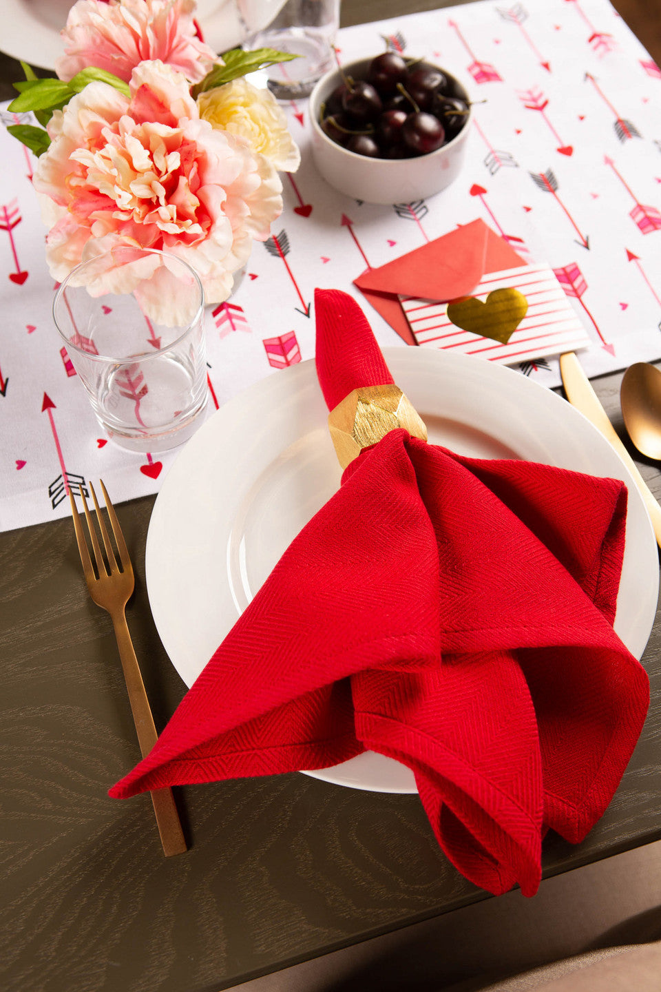 Hearts and Arrow Table Runner Romantic Table Decor 72" for Valentine's Day