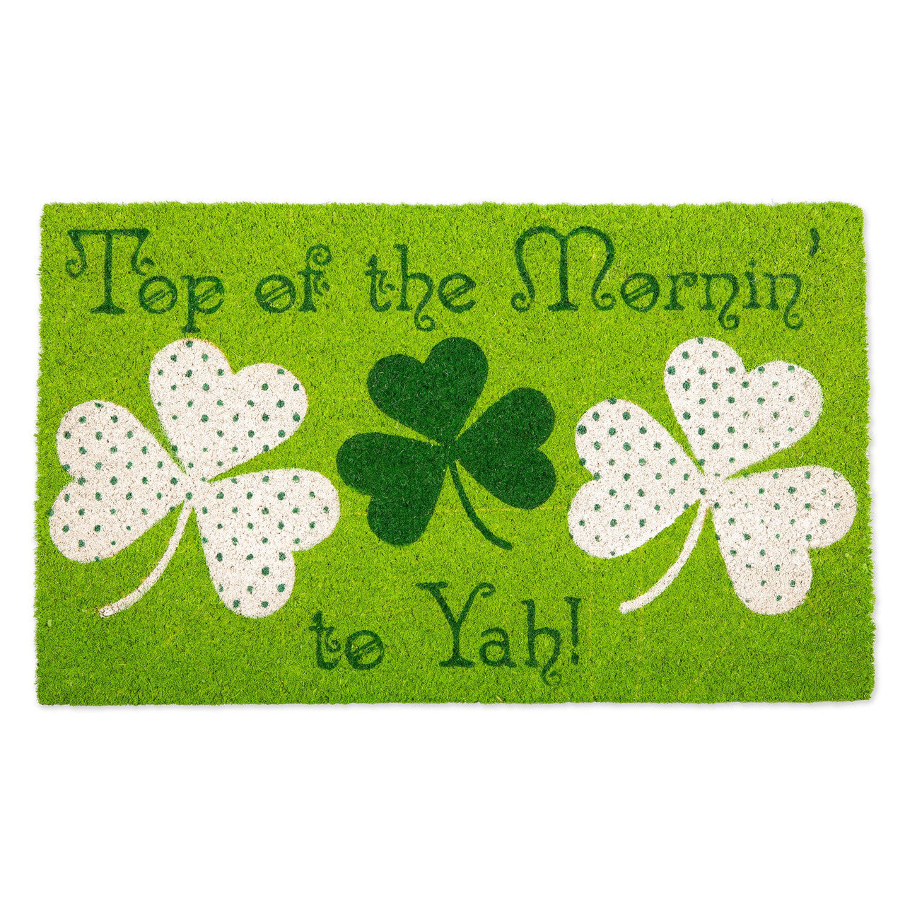 Green and White "Top of the Mornin' to Yah!" St. Patrick's Day Doormat 18" x 30"