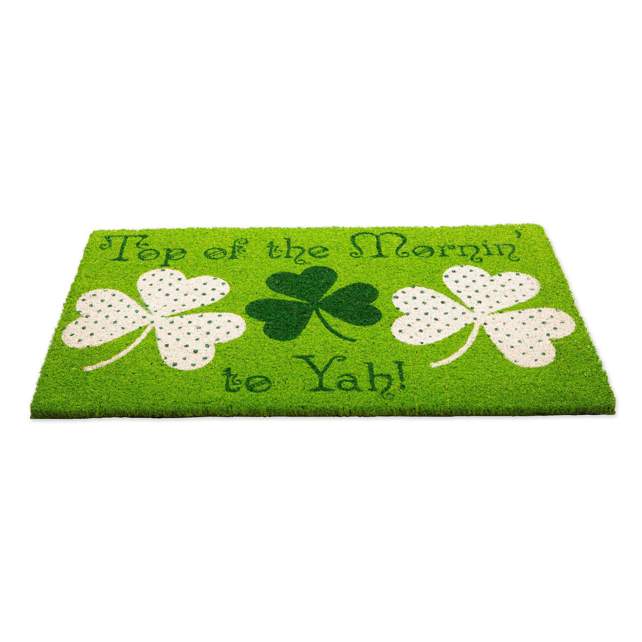 Green and White "Top of the Mornin' to Yah!" St. Patrick's Day Doormat 18" x 30"