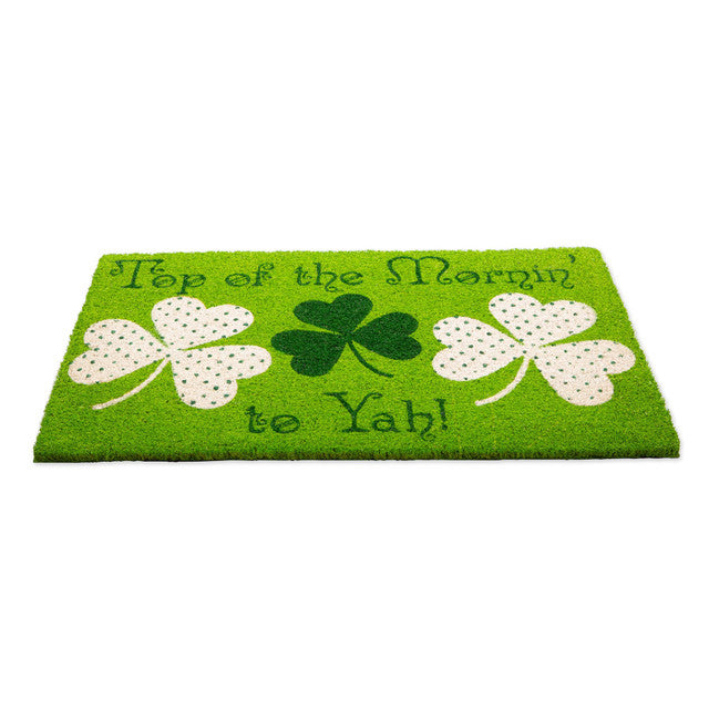 St. Patrick's Day Shamrock Doormat Green and White 18" x 30