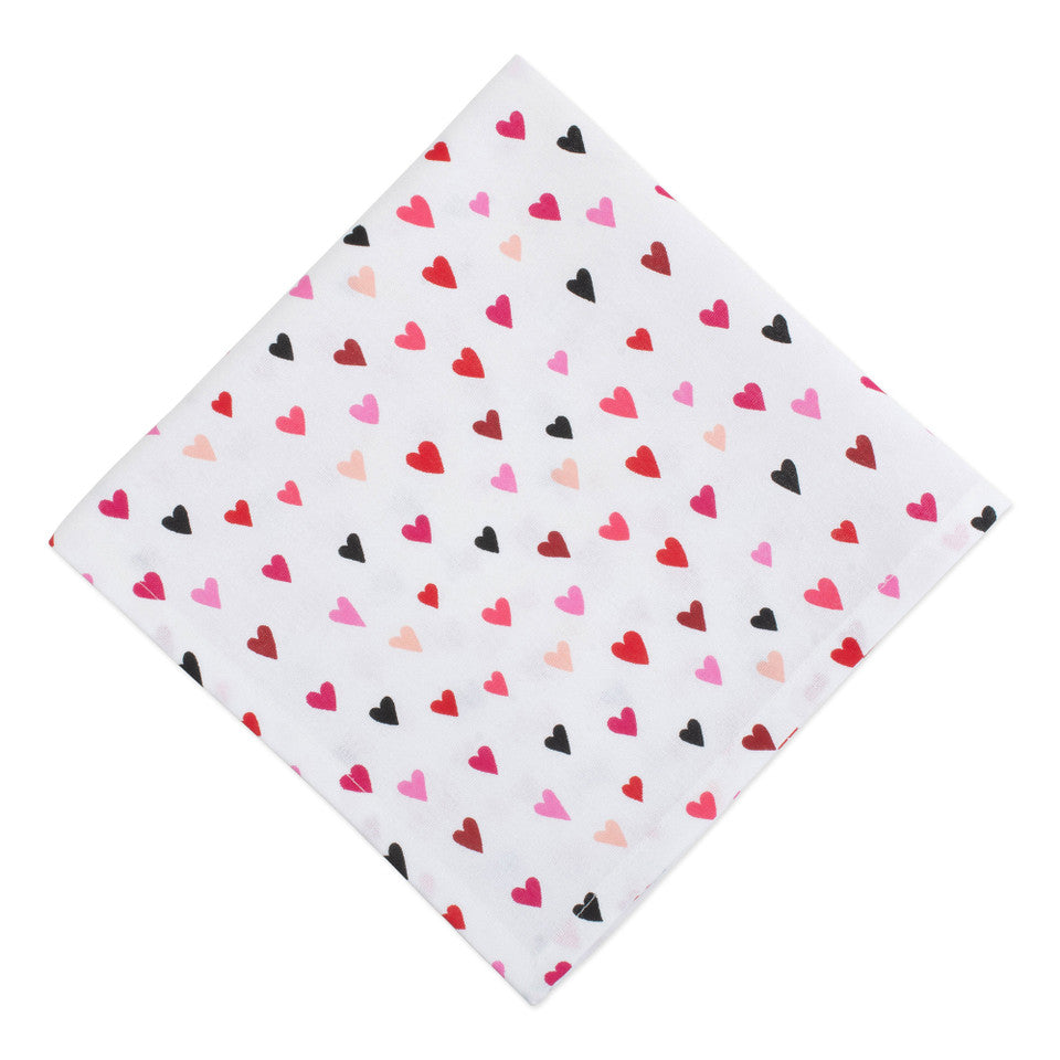 White and Pink Hearts Printed Square Over Set of 6