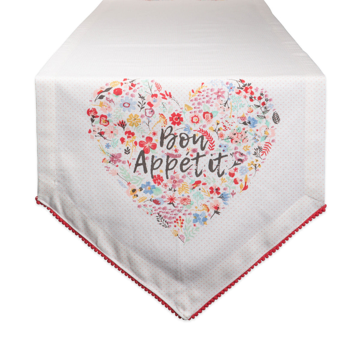 Floral Heart Bon Appetit Polka Dot Cotton Table Runner 72 Inches