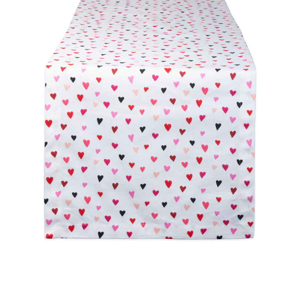 Mini Hearts Valentine's Day Cotton Table Runner 72" for Valentine's Day Dining Table