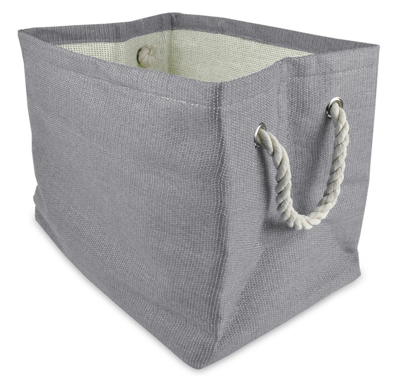 Rectangular Woven Paper Basket 17-Inch (Gray)