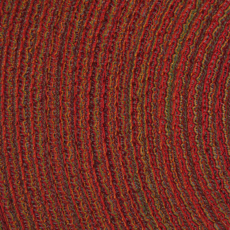 Set of 6 Variegated Red Round Woven Placemats 15&quot; x 15&quot;