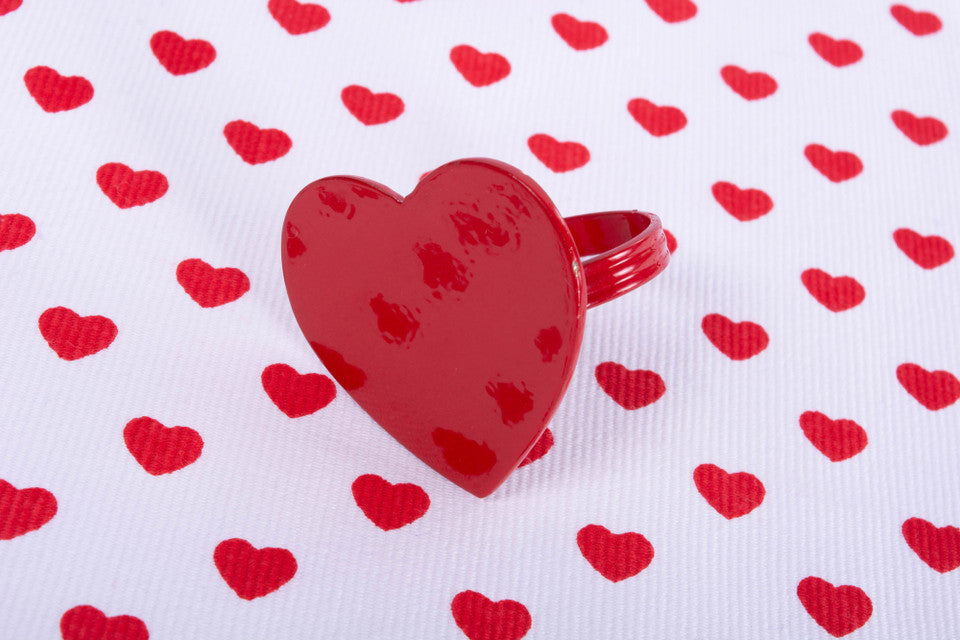 Set of 6 Red Heart Shaped Napkin Rings 2.25&quot;