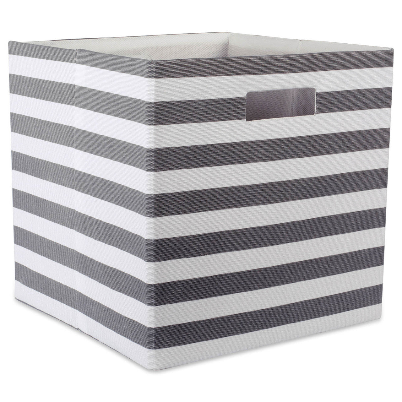 Fabric Cube Bin 13" Gray and White Striped for Home Storage