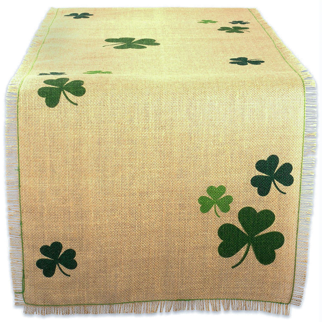 Shamrock St Patrick Table Runner 108" Brown and Green