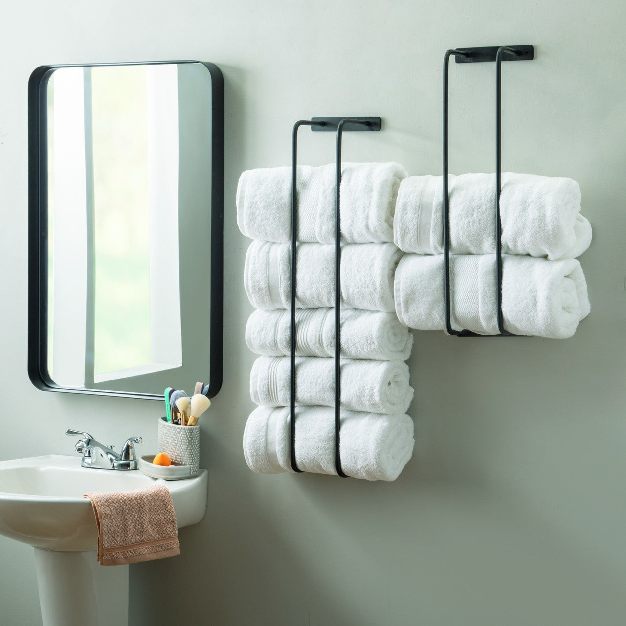 Industrial Iron Bathroom Towel Rack 30" Set of 2
