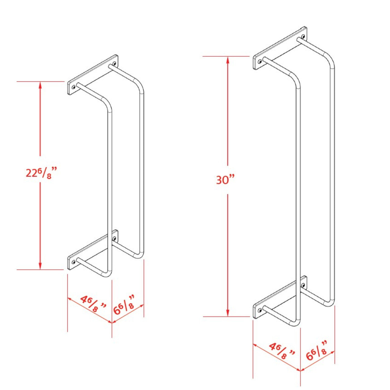 Industrial Iron Bathroom Towel Rack 30" Set of 2