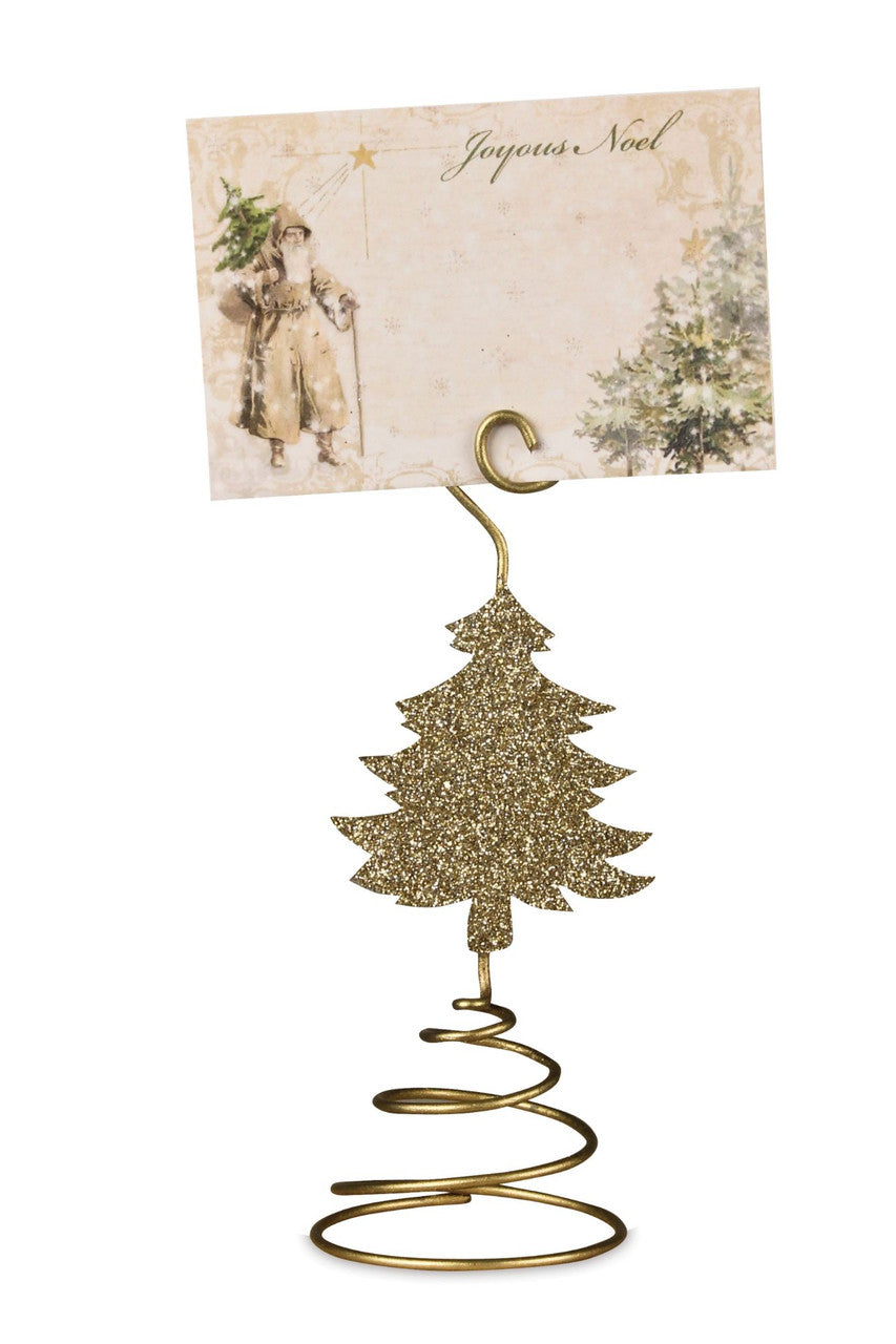 Christmas Table Place Card Holder 4.75" Tabletop Decor (Gold)