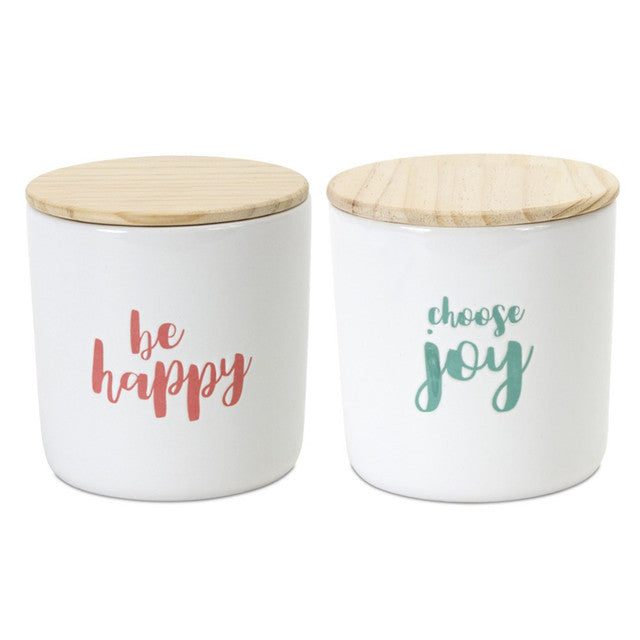 Set of 2 Multicolor "Be Happy" "Choose Joy" Kitchen Jars