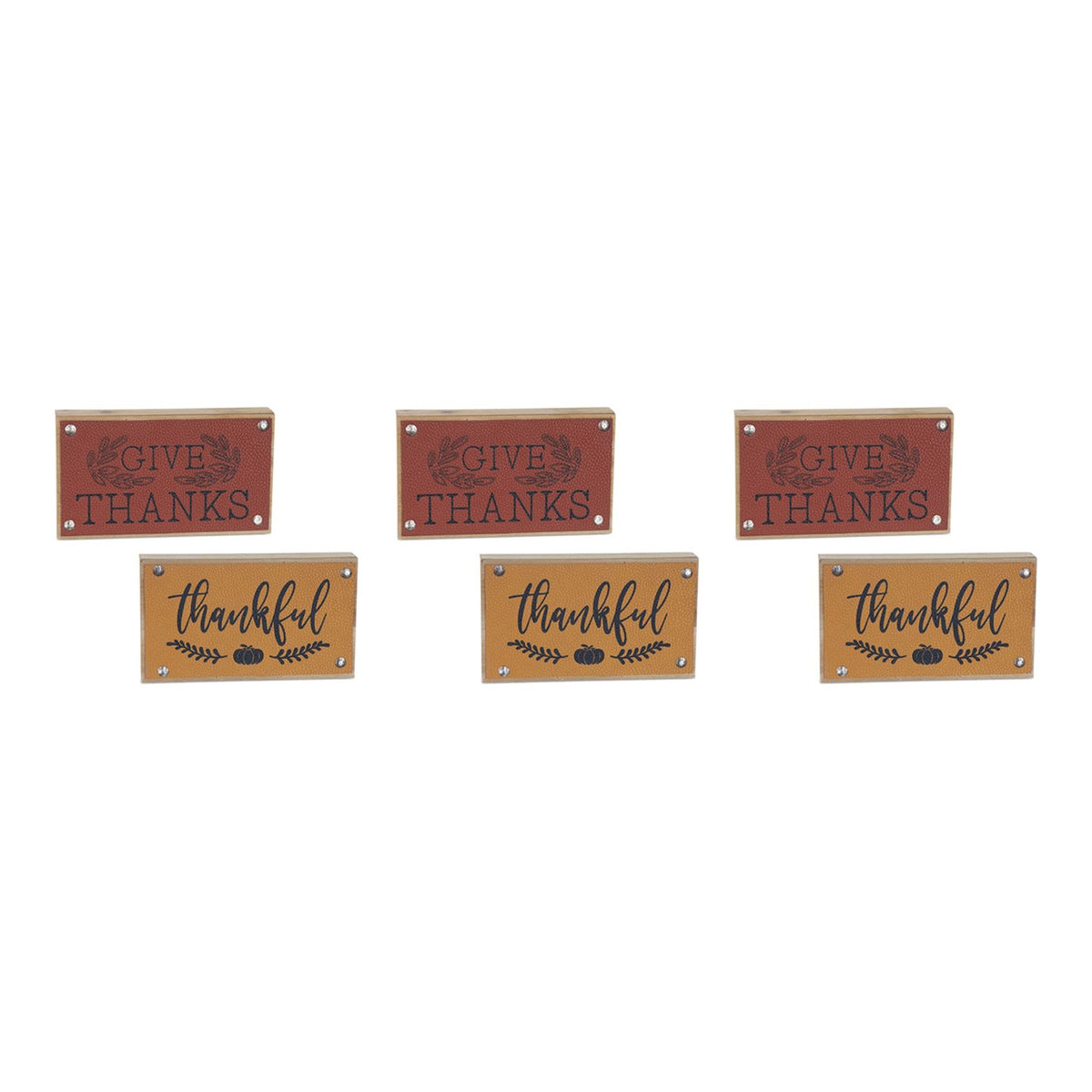 Set of 6 Fall Harvest Mini Wall Signs 7&quot; Give Thanks &amp; Thankful Rustic Autumn Decor