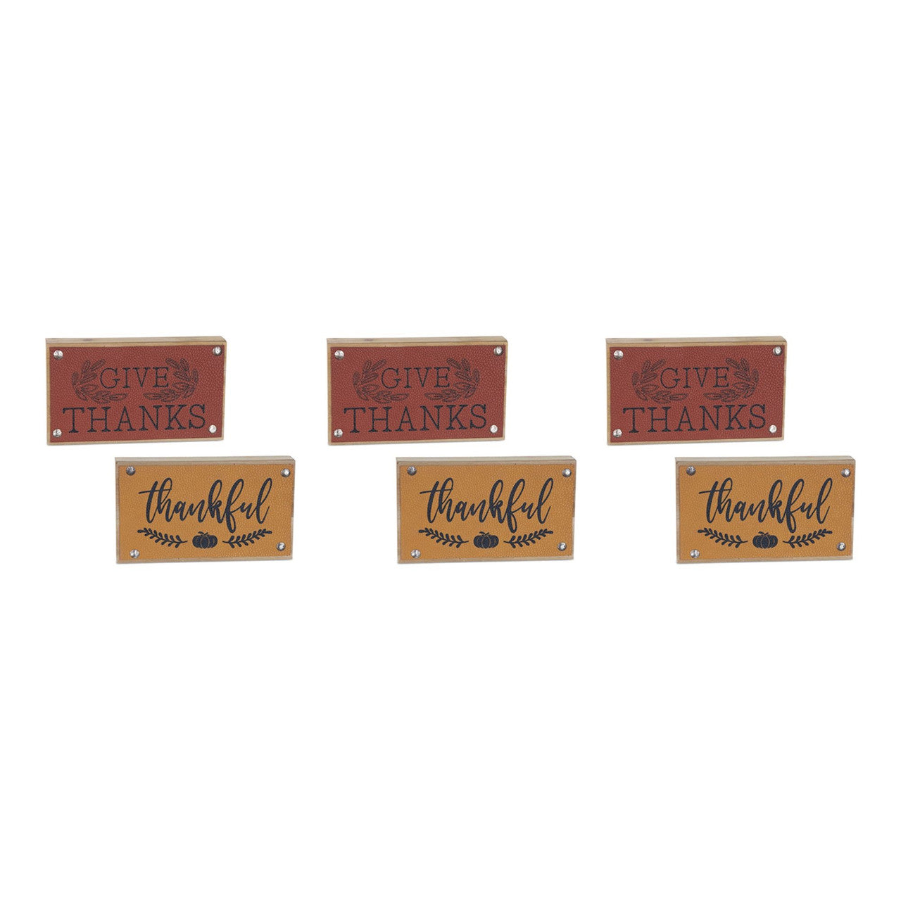 Set of 6 Fall Harvest Mini Wall Signs 7" Give Thanks & Thankful Rustic Autumn Decor