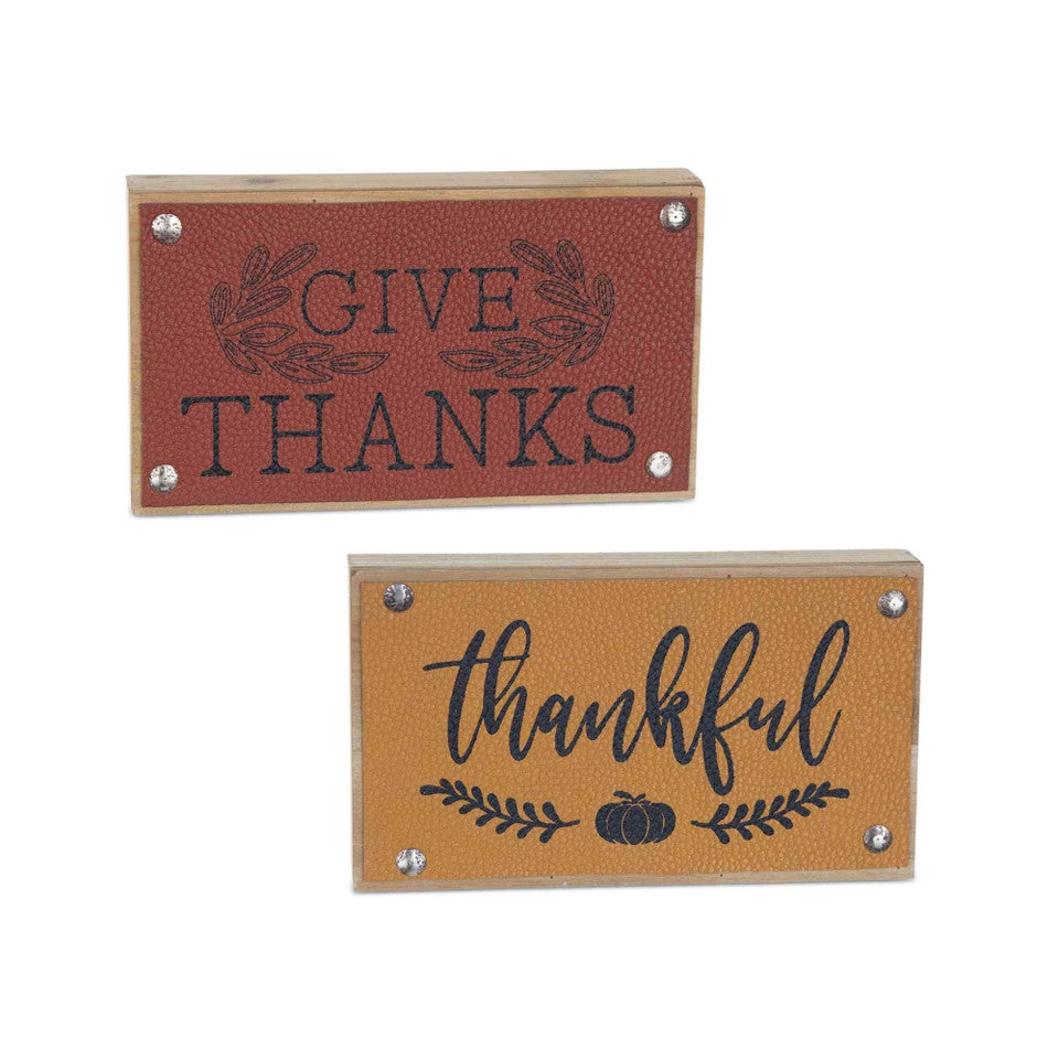 Set of 6 Fall Harvest Mini Wall Signs 7&quot; Give Thanks &amp; Thankful Rustic Autumn Decor